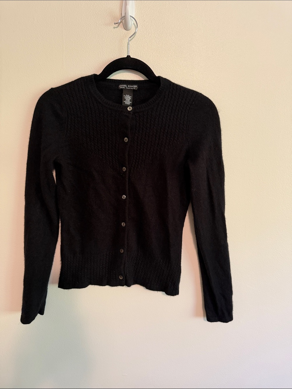 Daniel Bishop 100% Cashmere Black Button-Front Cardigan Sweater